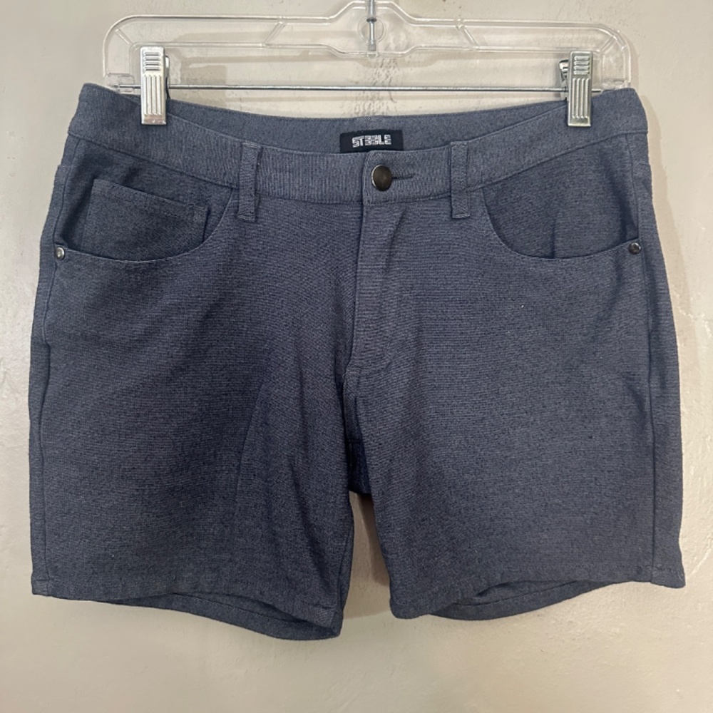 Steele Stretch Shorts 28" waist 5.5" inseam Poly spandex bled no fabric tag - Picture 2 of 4